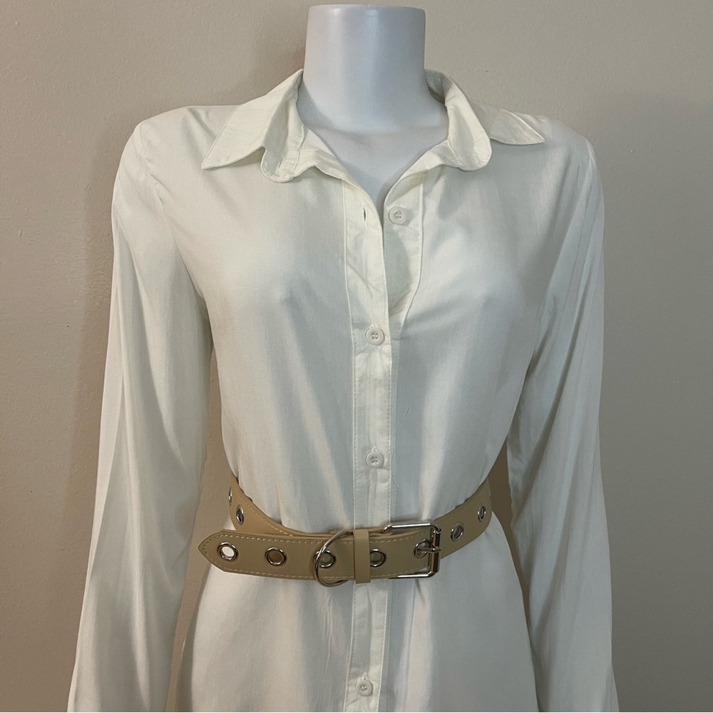 Beige PU leather belt - Picture 2 of 8